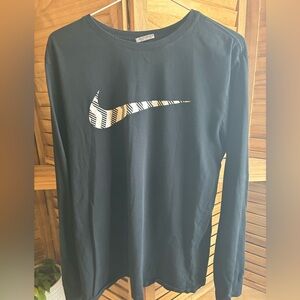 Nike Black Long Sleeve Tee with White Logo